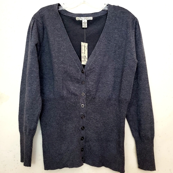 Stephanie Rogers Grey Button Up Cardigan Sz M NWT - Picture 1 of 6